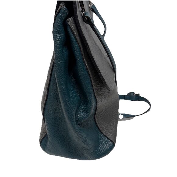 Krole Italian Leather Satchel Gray Teal Crossbody Convertible Made in Italy - Picture 6 of 16